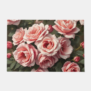 Moody Pink Rose Garden Pattern Doormat