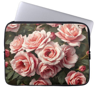Moody Pink Rose Garden Pattern Laptop Sleeve