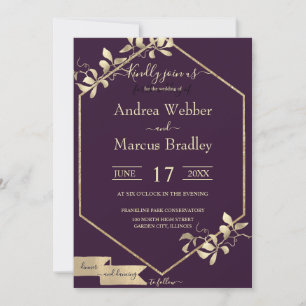 Moody Plum and Champagne Invitation