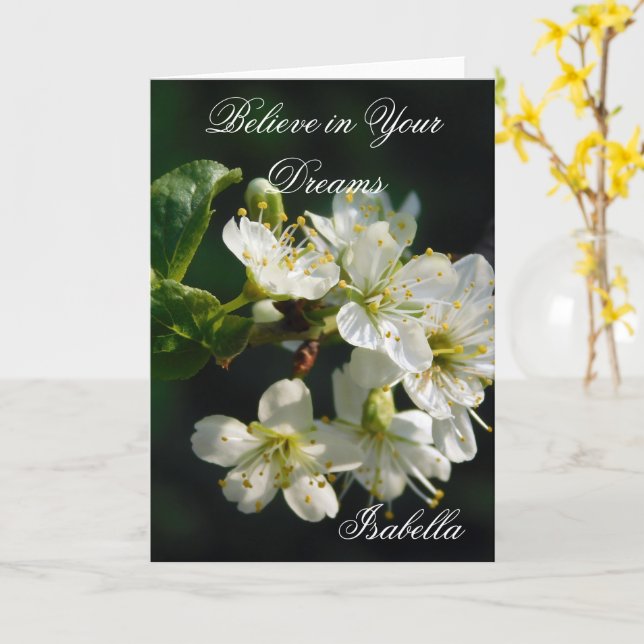 Moody Plum Blossom | Dark Botanical Art Floral Car Card (Yellow Flower)