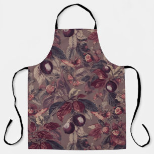Moody Plum & Fig Leaves Apron Artistic Botanical