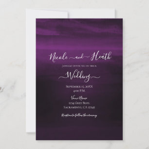 Moody Plum Purple Modern Watercolor Wedding  Invitation
