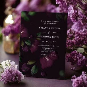 Moody Purple Bloom Grunge Wedding Invitation