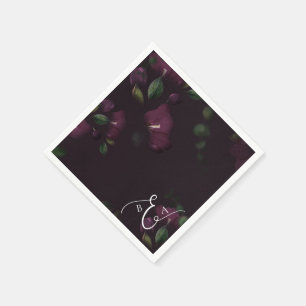 Moody Purple Bloom Grunge Wedding  Napkin