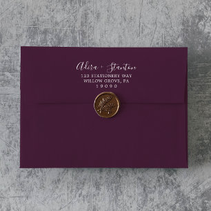 Moody Purple Blooms Coordinate Plum Wedding Envelope