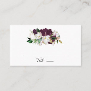 Moody Purple Blooms Flat Wedding Place Card