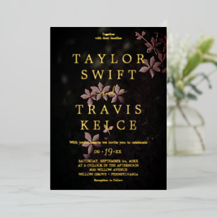 Moody Purple Blooms   Foil Black Pattern Wedding 