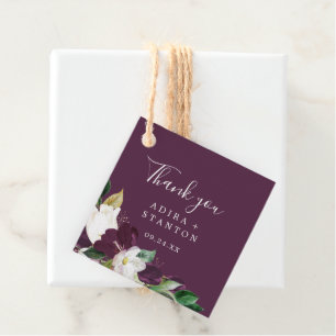 Moody Purple Blooms Plum Thank You Favour Tags