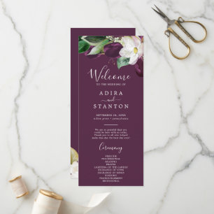 Moody Purple Blooms Plum Wedding Program Programme