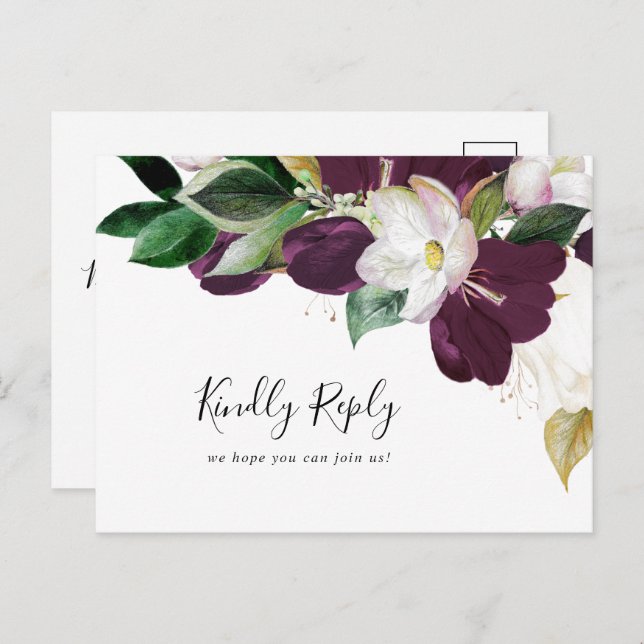 Moody Purple Blooms Song Request RSVP Postcard (Front/Back)