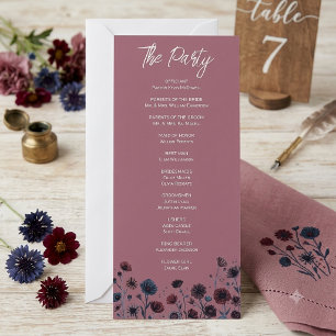 Moody Purple & Blue Floral Wedding Program