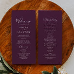 Moody Purple Coordinate Plum Wedding Program Programme<br><div class="desc">This moody purple coordinate plum wedding program is perfect for a modern wedding. The elegant boho jewel tone design features a solid dark eggplant purple colour with a modern bohemian feel. Coordinates with the Moody Purple Blooms Collection by Fresh & Yummy Paperie. Include the names of the couple, the wedding...</div>