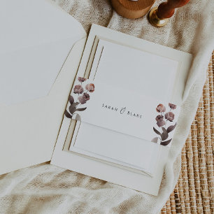 Moody Purple Floral Wedding Invite Belly Band Invitation Belly Band