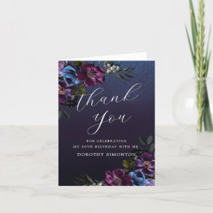Moody Purple Flowers 60th Birthday Thank You Card