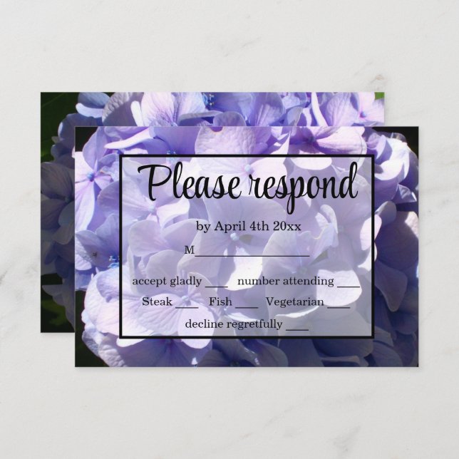 Moody Purple hydrangea purple flower purple floral RSVP Card (Front/Back)