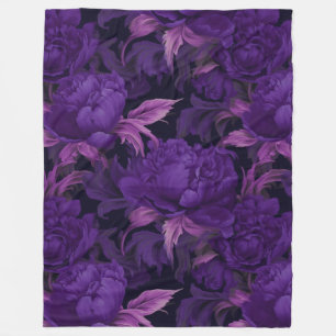 Moody purple  peonies fleece blanket
