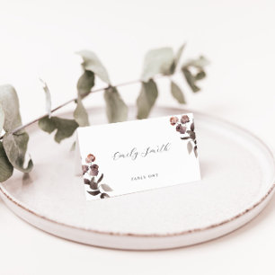 Moody Purple Rose Folded Wedding Place Card