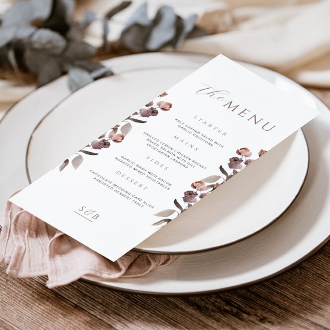 Moody Purple Rose Wedding Dinner Menu Card (Creator Uploaded)