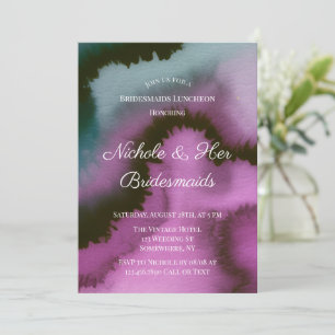 Moody Purple & Teal Abstract Bridesmaids Luncheon Invitation