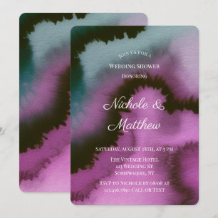 Moody Purple & Teal Abstract Wedding Shower Invitation