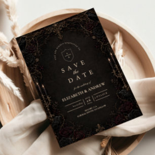 Moody Purple Victorian Goth Wedding Save The Date