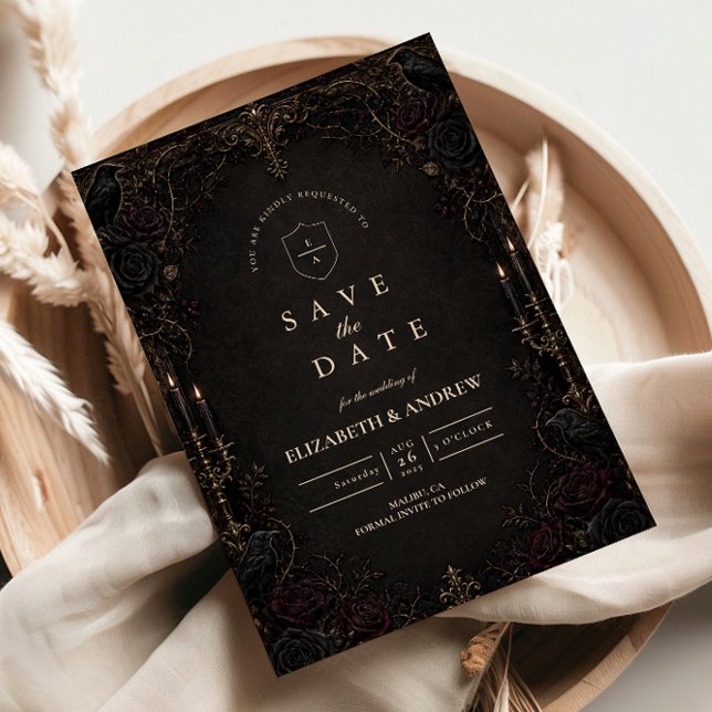 Moody Purple Victorian Goth Wedding Save The Date (Creator Uploaded)