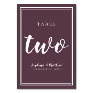 Moody Purple Wedding Simple   Table Number Two