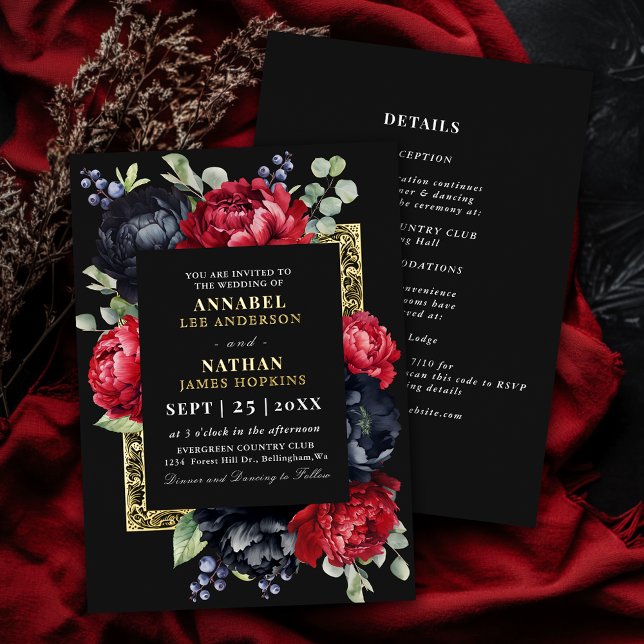 Moody Red and Black Elegant Floral Wedding (Creator Uploaded)