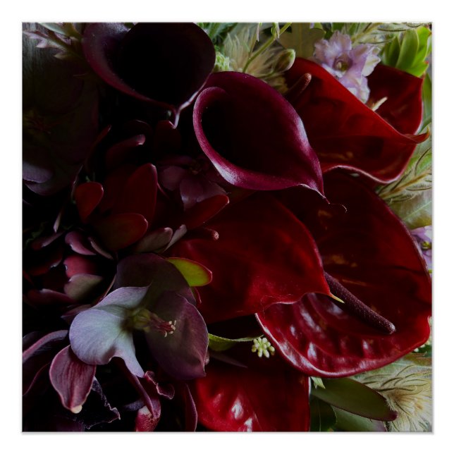 Moody Red Floral Poster Art (Front)