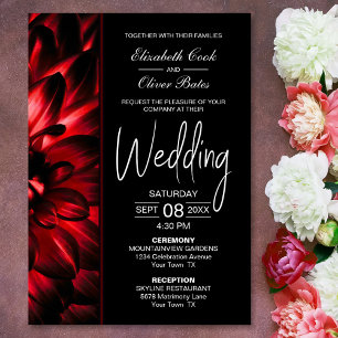 Moody Red Floral Wedding Invitation