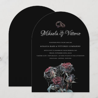 Moody Red Roses With Cobwebs Gothic Wedding Invitation