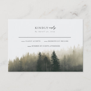 Moody Redwood Coast Forest Wedding RSVP Card