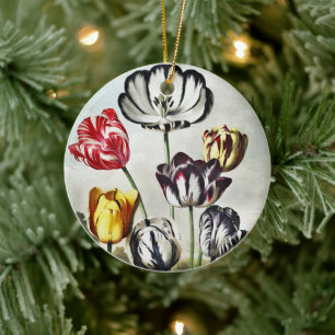 Moody Regency Style Multi-Colour Tulips Ceramic Tree Decoration