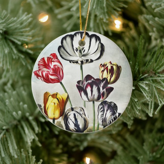Moody Regency Style Multi-Colour Tulips Ceramic Tree Decoration (Tree)