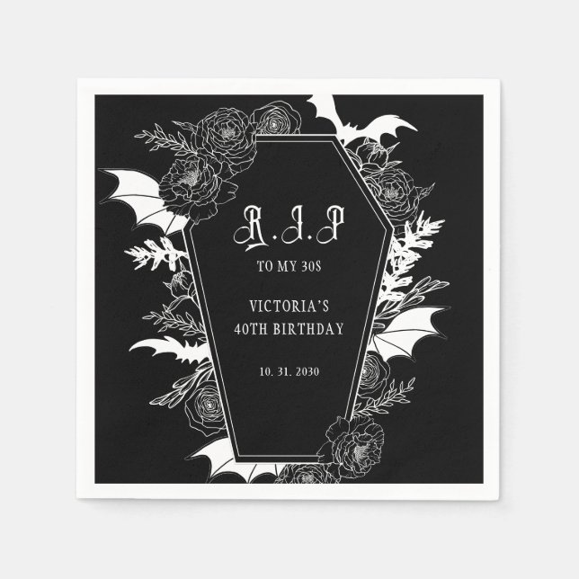 Moody RIP 30s Gothic 40th Birthday Napkin (Front)