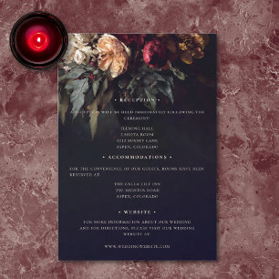 Moody Romantic Dark Floral Gothic Wedding Details Enclosure Card