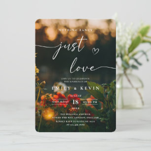 Moody Romantic Script Floral Photo Wedding  Invitation