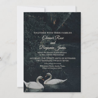 Moody Romantic Swan Wedding Invitation