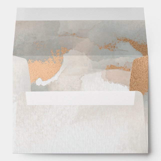 Moody Rose Gold Watercolor Abstract  Envelope (Back (Bottom))