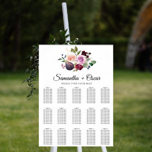 Moody & Rustic Burgundy Watercolor Flowers & Berry Poster