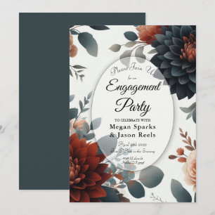 Moody Rustic Fall Florals Engagement Party Invitation