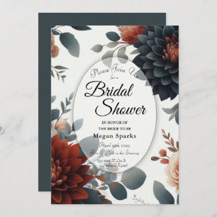 Moody Rustic Fall Florals Wedding Bridal Shower Invitation