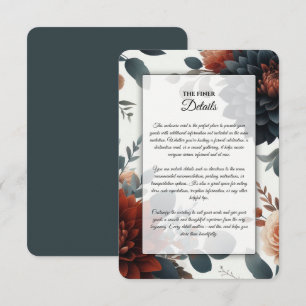 Moody Rustic Fall Florals Wedding Enclosure Card