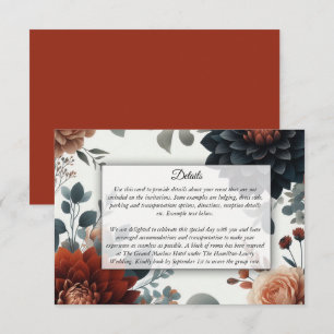 Moody Rustic Fall Florals Wedding Enclosure Card