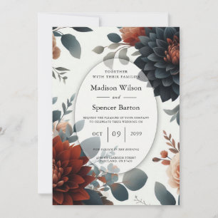 Moody Rustic Fall Florals Wedding Invitation