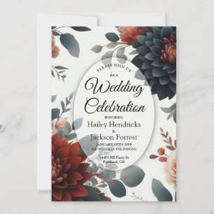 Moody Rustic Fall Florals Wedding Invitation