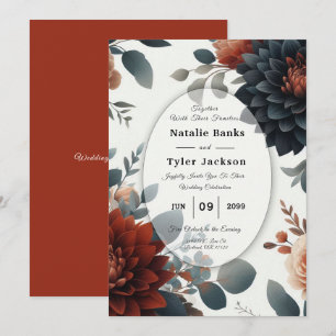 Moody Rustic Fall Florals Wedding Invitation