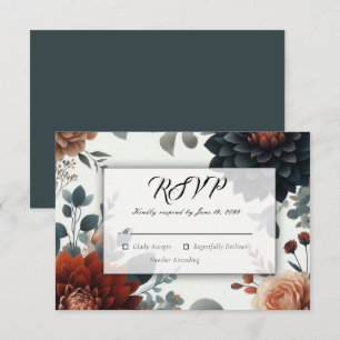 Moody Rustic Fall Florals Wedding RSVP Card