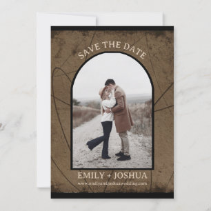 Moody Rustic Flat Save The Date Card Earthy Brown
