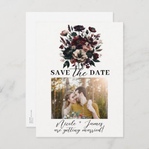 Moody Rustic Garden Florals Bohemian Save the Date Announcement Postcard